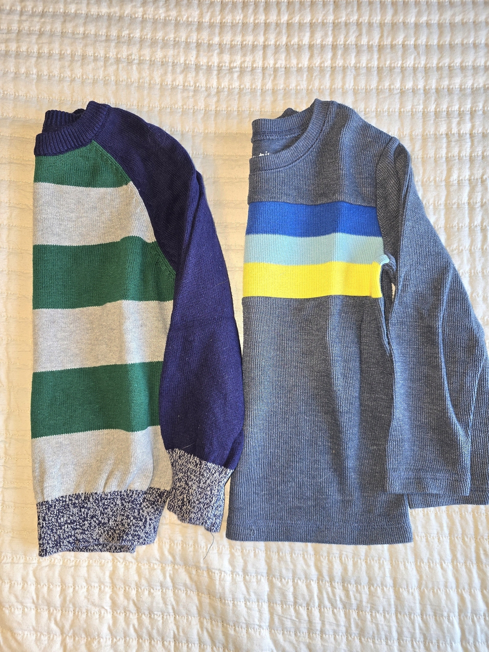 Cat & Jack Grn Blue And Gray Sweater, Jumping Beans Striped Blue Crewneck Bundle